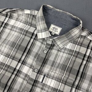 ECKO UNLTD Mens‎ Short Sleeve Button Plaid Gray Button Shirt - XXL